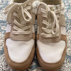 J. Crew Factory Nylon Striped City Sneakers in Tan/Neutral - used, good